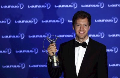 El piloto alemán de Fórmula Uno, Sebastian Vettel, tras la ceremonia de los Premios Laureus del deporte, en Kuala Lumpur (Malasia), en 2014.