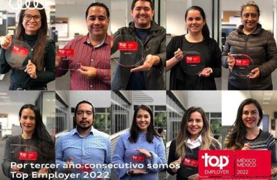 Audi México, galardonada como Top Employer por tercera vez consecutiva