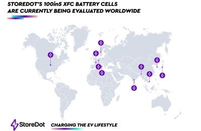 Las celdas de batería 100 en 5 de StoreDot se están evaluando actualmente en todo el mundo en estas ubicaciones 01 170123