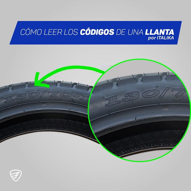 Turismo huella Enderezar Cómo leer los códigos de una llanta de moto? Por Italika