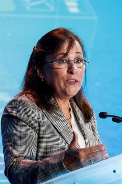 La secretaria de Energía de México, Rocío Nahle, habla en una rueda de prensa el 4 de junio de 2019, en la Ciudad de México (México). EFE/José Méndez