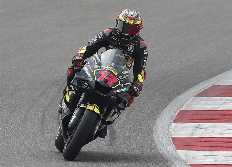 El italiano Marco Bezzecchi en una imagen durante los entrenamientos del Gran Premio de la India de MotoGP. EFE/EPA/RAJAT GUPTA 01 240923