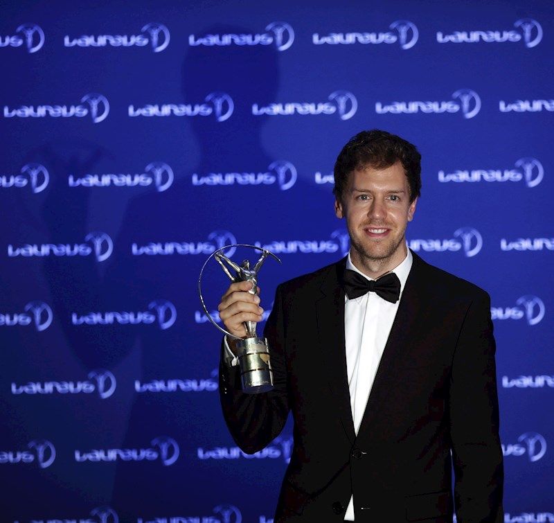 El piloto alemán de Fórmula Uno, Sebastian Vettel, tras la ceremonia de los Premios Laureus del deporte, en Kuala Lumpur (Malasia), en 2014.