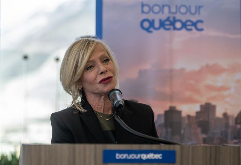 La ministra de Turismo de Québec, Caroline Proulx, habla durante una rueda de prensa, el 19 de octubre de 2023, en Monterrey (México). EFE/Miguel Sierra. 01 231023